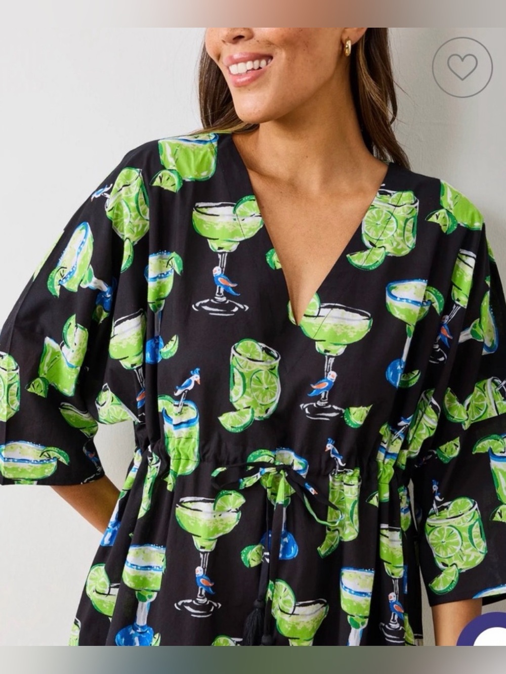 Print Fresh Kimono/Caftan with wide sleeves ,margarita tropical print OSFA - Picture 3 of 14
